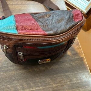 Vintage Y2K Rachel-X Multicolor Leather Belt Bag patchwork Fanny pack